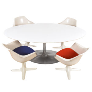 Saarinen Style for Knoll 72″ White Oval Dining Table w Tulip Base