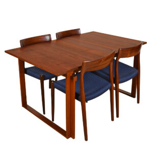 Solid-Plank Teak Expanding Danish Dining Table | Desk w Beautiful Leg Detail