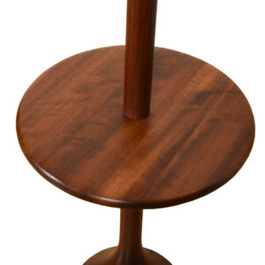 Walnut Mid Century Teardrop Base Floor Lamp w: Attached Side Table