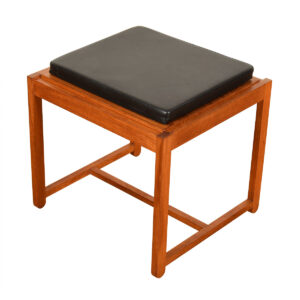 Reversible Danish Teak Accent Table – Stool w Black Cushion