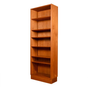 Compact 28″ Danish Teak Bookcase w. Beveled Adjustable Shelves