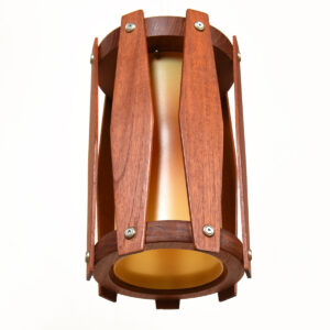 MCM Walnut Slatted Hanging Sconce Lamp with Arm