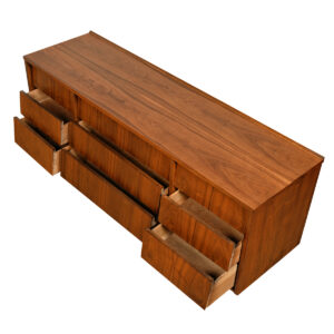 MCM Louvered Front Walnut Dresser | Sideboard