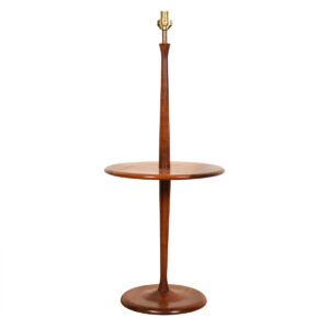 Walnut Mid Century Floor Lamp w: Attached Side Table