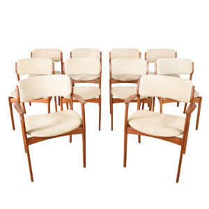 Set of 10 (2 Arm + 8 Side) Danish Modern Teak Dining Chairs by Erik Buch
