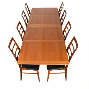 Swedish Modern Teak Flip-Top Expanding Rectangle Dining Table