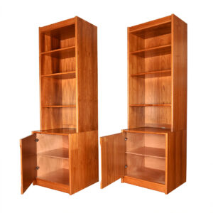 The Twins — Danish 24″ Studio-Sized Cabinets w: Bookcase Top in Teak
