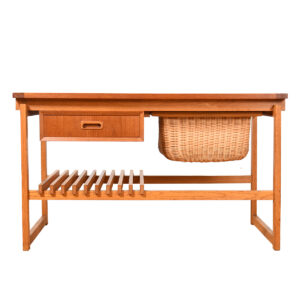 Scandinavian Teak Table w Mixed Storage – Perfect for Sewing + Craft Projects!