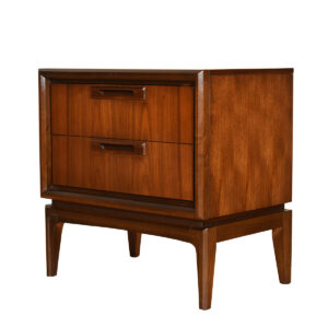 Walnut Mid-Century Nightstand | End Table w 2 Drawers