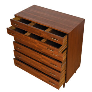 Compact 36” Mid-Century Tall Walnut Dresser