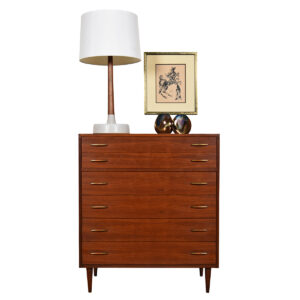 Compact 36” Mid-Century Tall Walnut Dresser