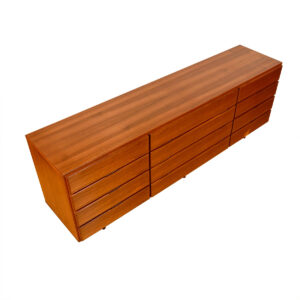 82″ Long Teak Dresser | Sideboard w. Fully Finished Backside + 12 Drawers!