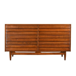 American of Martinsville 54″ Walnut Dresser w Deep Graduated Drawers