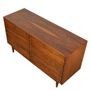 American of Martinsville 54″ Walnut Dresser w Deep Graduated Drawers