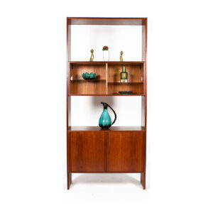 Danish Teak Single Column Modular Wall Unit | Room Divider w Tambour Doors