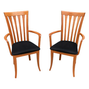 Pair of Scandinavian Modern Accent Arm Chairs w Tall Elegant Back