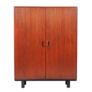 Danish Teak 13″ Shallow Multi-Functional Storage Cabinet w. Adjustable Shelving