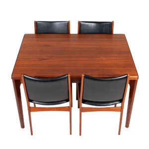Danish Teak (47” x 33”) Narrow + Expanding Dining Table w. Rounded Edges