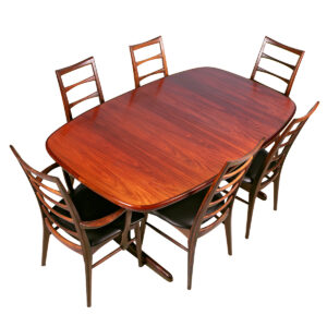 Danish Modern Trestle Base Oval Expanding Dining Table in Rosewood