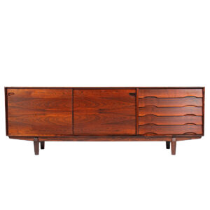 Astounding 86” Danish Modern Rosewood Sideboard | Credenza w. Gorgeous Details.