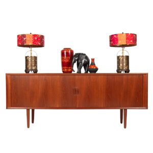 80” Danish Modern Teak Tambour Door Credenza | Room Divider