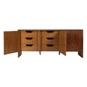 Widdicomb Walnut Dresser | Credenza w 6 Deep Drawers + 2 Shelves by T.H. Robsjohn-Gibbings