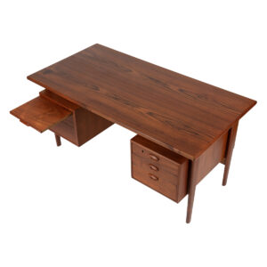 Danish Teak Floating Top Desk w Bookcase | Display Front by Kai Kristiansen for Feldballes Mobelfabrik