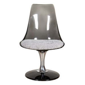 Space Age 70s Chromcraft Dining Set — Oval Smoked Glass + 4 Reupholstered Acrylic Chairs