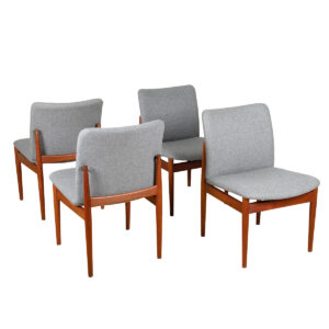 Finn Juhl Model 191 Danish Teak Dining Chairs w. Upholstered Seats
