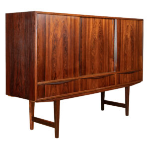 Angular, Minimalist Danish Modern 65″ Highboard in Brazilian Rosewood