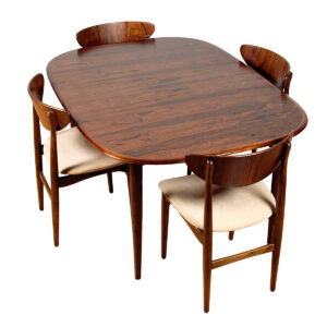 Mid-Size to Large Expandable 98” Danish Rosewood Dining Table w Gentle Curves