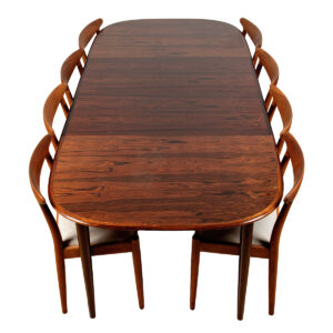 Mid-Size to Large Expandable 98” Danish Rosewood Dining Table w Gentle Curves