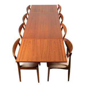 Slim Condo-Sized Danish Teak Expanding Dining Table