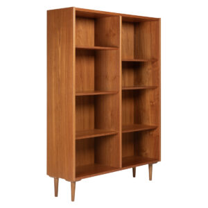 42” Danish Teak Adjustable Bookcase w. Beveled Shelves