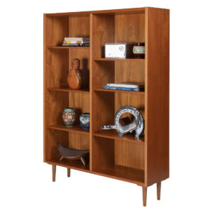 42” Danish Teak Adjustable Bookcase w. Beveled Shelves