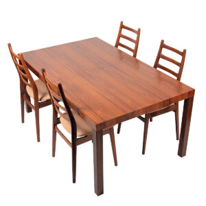 Expanding Danish Teak Large Dining Table w. Parsons Legs