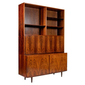 Danish 2-Piece Locking Secretary | Bar w. Bookcase Top in Brazilian Rosewood