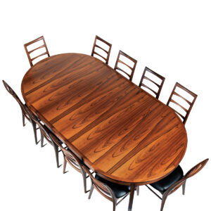 Luxurious Bodafors Swedish Round Dining Table w. 2 Large Leaves in Rosewood