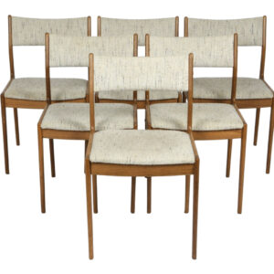 Danish Teak Set of 6 Upholstered Dining Chairs by Uldum Mobelfabrik