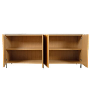 Spacious Marble-Top Knoll Credenza | Sideboard w Four Doors