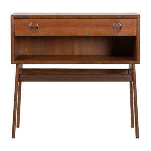 Danish Teak Side Table w. Shelf, Drawer + Lots of Personality