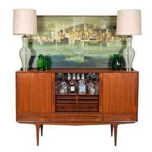 Danish Modern Highboard w Dry Bar in Teak