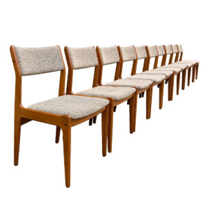 Danish Teak Set of 10 Upholstered Dining Chairs