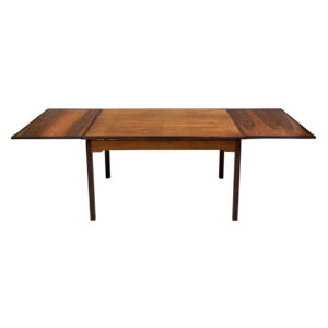 Scandinavian Walnut Expanding Dining Table w 2 Leaves & Edge Banding