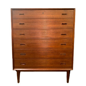 Scandinavian Modern Teak 6-Drawer Tall Dresser