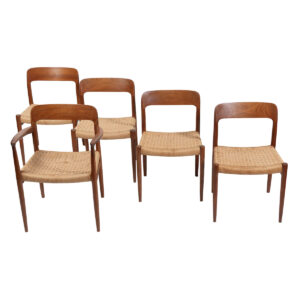 Set of 5 or 4..Danish Teak Niels Moller Dining Chairs w. Danish Cord Seats