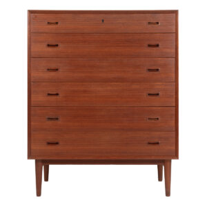 Scandinavian Modern Teak 6-Drawer Tall Dresser