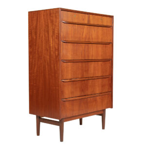 Locking Danish Teak Chest of Drawers w. Organic Pulls