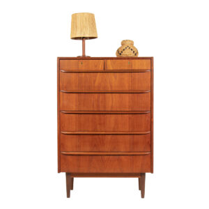 Locking Danish Teak Chest of Drawers w. Organic Pulls