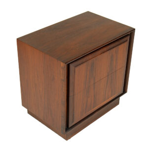 Pair, American Modernist Walnut 2-Drawer Nightstands | End Tables